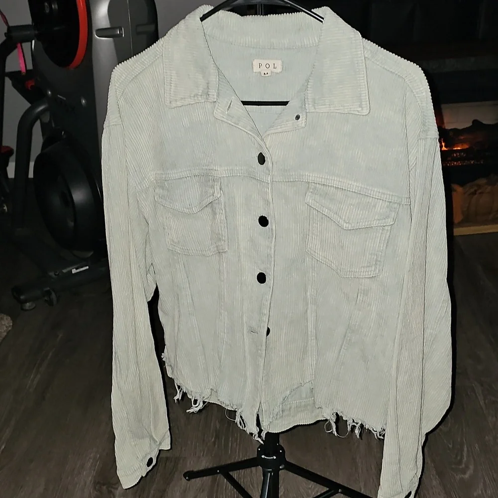 POL Womens Super Cute Like New Sage Green Corduroy Jacket. Adorable!